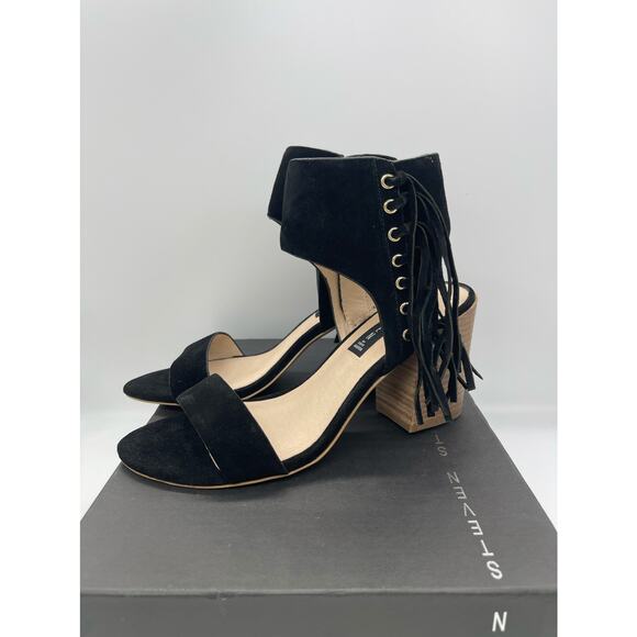 Steve Madden Luisa Black Suede Heels w/ Fringe Size 8.5 - Picture 3 of 5